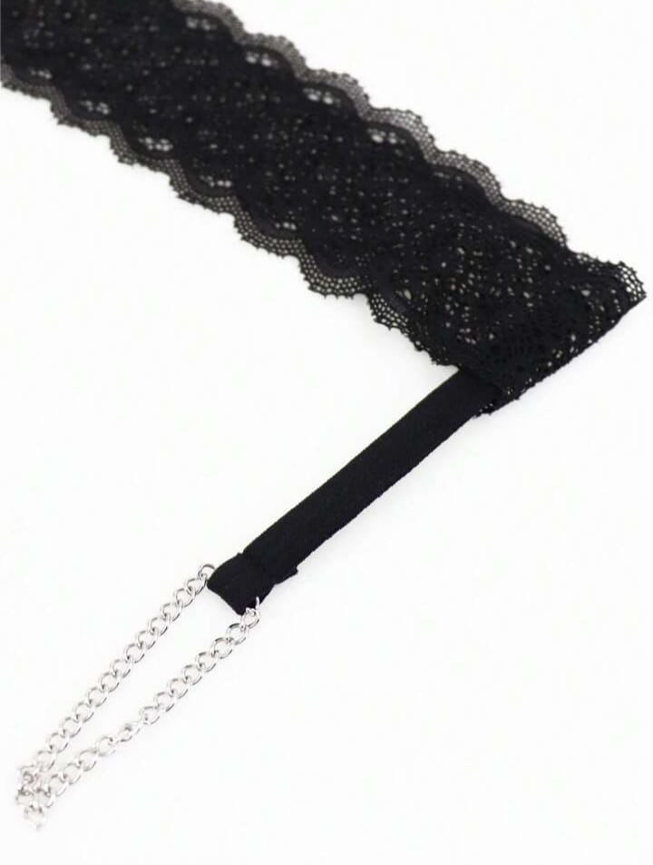 Men's Alluring highly attractive black lace detachable chain sexy underwear